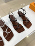 Open Toe Cross Straps Kitten Heels